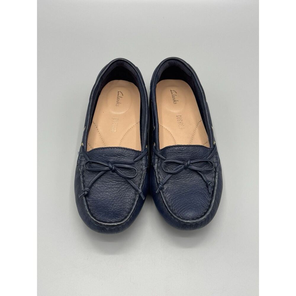 CLARKS CUSHION PLUS WOMENS Size 7 Leather Blue Slip On Shoes READ DETAILS